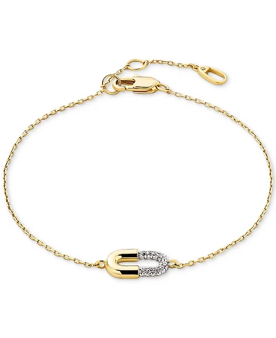 Ana Luisa Blake Two-Tone Micropave Gold Charm Bracelet