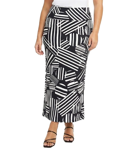 24seven Comfort Apparel Plus Foldover Waist Maxi Skirt