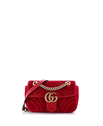 Pre-Owned Gucci Mini Gg Marmont Flap Bag Matelasse Velvet