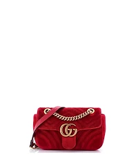 Pre-Owned Gucci Mini Gg Marmont Flap Bag Matelasse Velvet