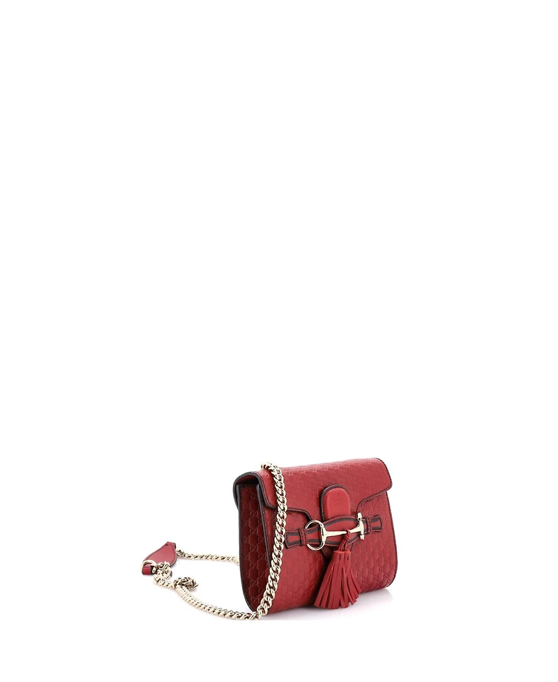 Pre-Owned Gucci Mini Emily Chain Flap Bag Microguccissima Leather