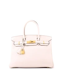 Pre-Owned HERMES Birkin 30 Handbag Light Clemence with Gold Hardware