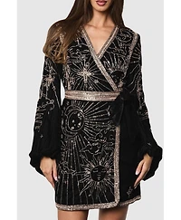 Coast Women's Party Sequin Velvet Wrap Mini Dress