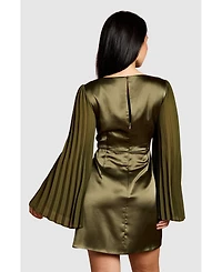 Coast Women's Satin Pleated Flare Mini Dress