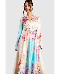 Coast Women's Placement Print Wrap Front Gown