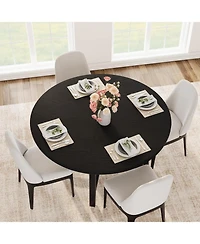 gaomon Round Dining Table , Kitchen Dining Room Table with Sturdy Metal Frame, Wood Circle Kitchen Table for Space Saving