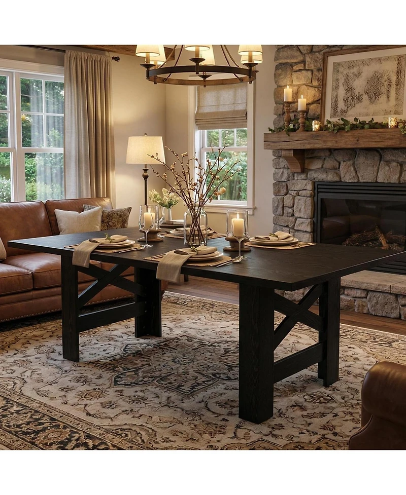gaomon Wood Farmhouse Dining Table for 6-8, Heavy Duty Large Kitchen Table