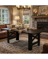 gaomon Wood Farmhouse Dining Table for 6-8, Heavy Duty Large Kitchen Table