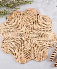 Saro Lifestyle Scalloped Rattan Round Placemats, Set of 4