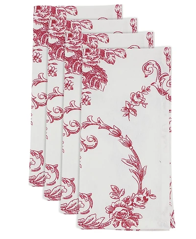 Saro Lifestyle Botanical Linen Blend Decorative Napkins, Set of 4