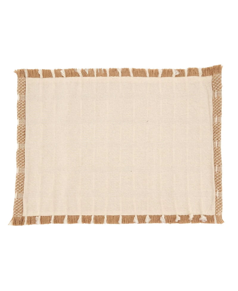 Saro Lifestyle Stripe Textured Jute and Wool Placemats, Set of 4
