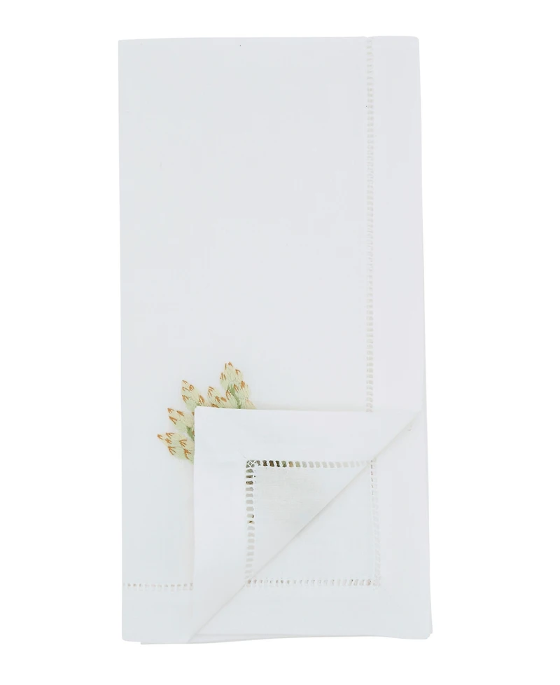 Saro Lifestyle Asparagus Embroidered Cotton Decorative Napkins, Set of 6