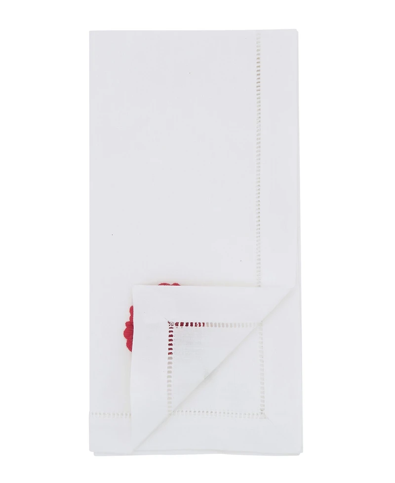 Saro Lifestyle Floral Embroidered Cotton Decorative Napkins, Set of 6