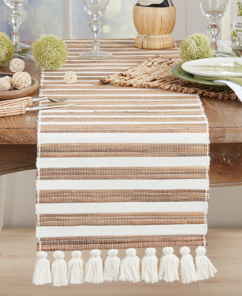 Saro Lifestyle Woven Water Hyacinth Table Runner, 14" x 72"