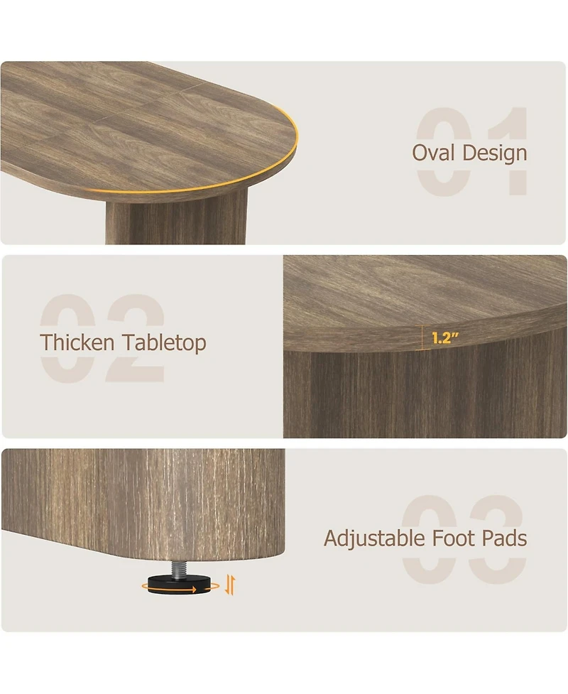 gaomon Oval Dining Table for 6-8 People, Farmhouse Dining Room Table with Thick Sturdy Wooden Base for Kitchen, Living Room