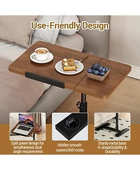 gaomon Overbed Bedside Table with Wheels, Tiltable Hospital Bed Table Over The Bed, Laptop Desk, Mobile Standing Desk for Home