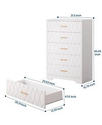 gaomon Tall Dressers for Bedroom with 5 Drawers, Wood Dressers for Closet, Living Room, Hallway, Entryway