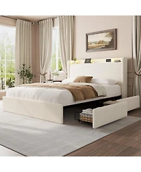 Homfan Boucle Bed Frame with Storage Headboard