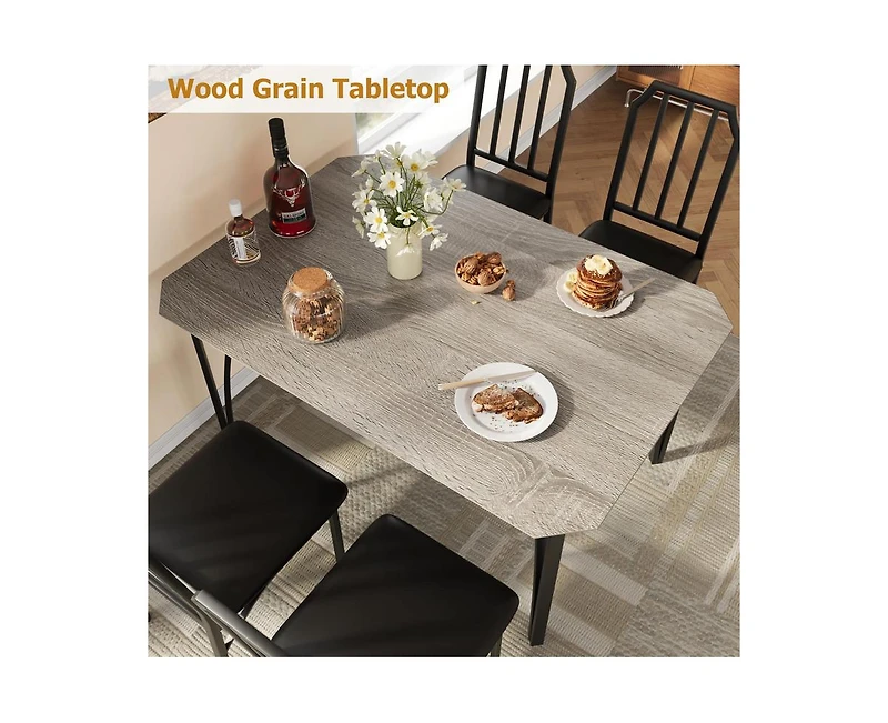 gaomon 5-Piece 4-Person Modern Dining Table Set with Pu Chairs