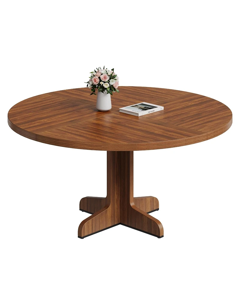 4-Person Round Wooden Pedestal Dining Table (Table Only)