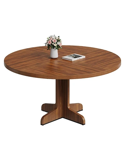 4-Person Round Wooden Pedestal Dining Table (Table Only)