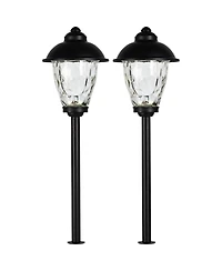 John Timberland Concord High Country Outdoor Landscape Path Lights Porch House Set of 2 Led Bulb Metal Clear Glass Shade