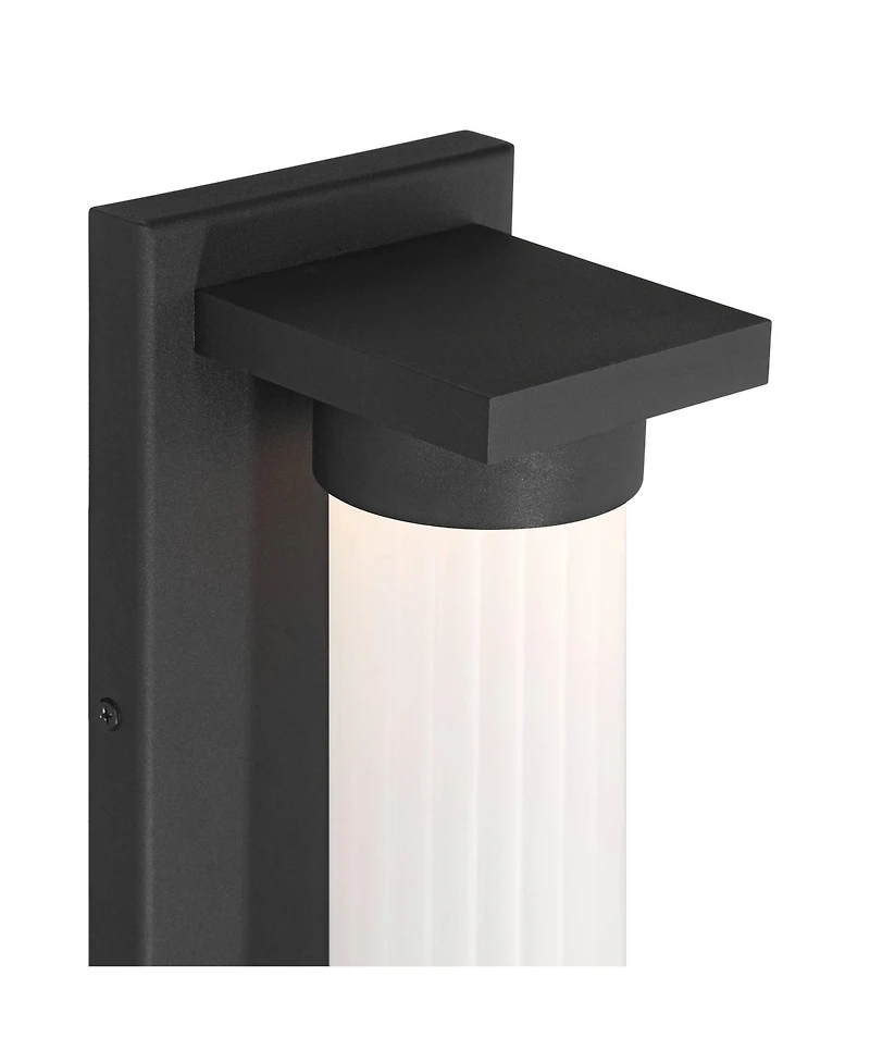 Possini Euro Design Kathleen High Modern Outdoor Wall Light Fixture Mount Porch House Led Bulb Sand Metal Glass Shade