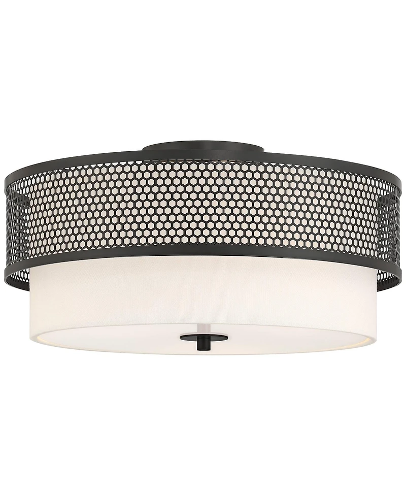 Possini Euro Design Possini Euro Marino Wide and Linen 3-Light Ceiling Light