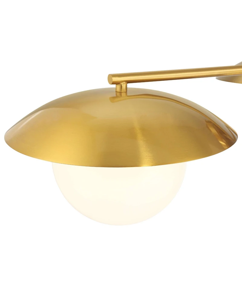 Possini Euro Design Casoria Wide Brass Gold Opal 3-Light Ceiling Light