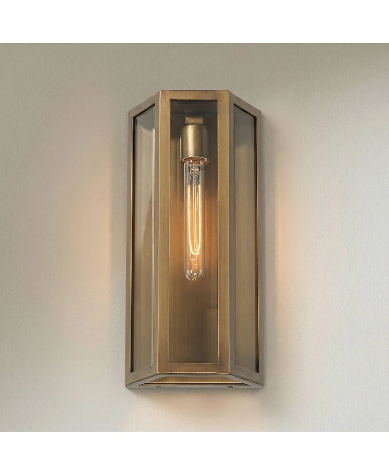 John Timberland Cecily High Aged Brass Indoor/Outdoor Wall Light