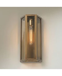 John Timberland Cecily High Aged Brass Indoor/Outdoor Wall Light