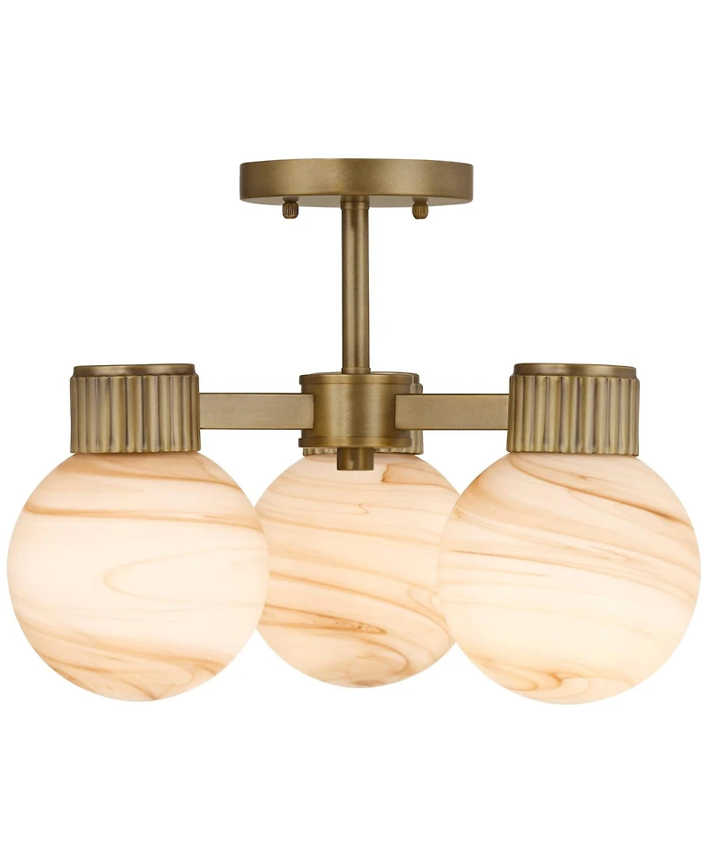 Possini Euro Design Jupiter 13 Brass and Glass 3-Light Ceiling Light