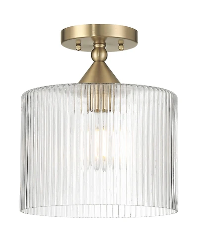 Possini Euro Design Krakow Wide Satin Brass Fluted Glass Ceiling Light