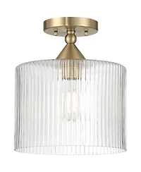 Possini Euro Design Krakow Wide Satin Brass Fluted Glass Ceiling Light