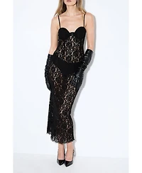 MissPap Women's Premium Bustier Corded Lace Midi Dress