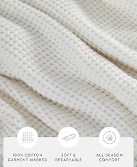 ienjoy Home Waffle Weave Cotton Blanket, King/California King