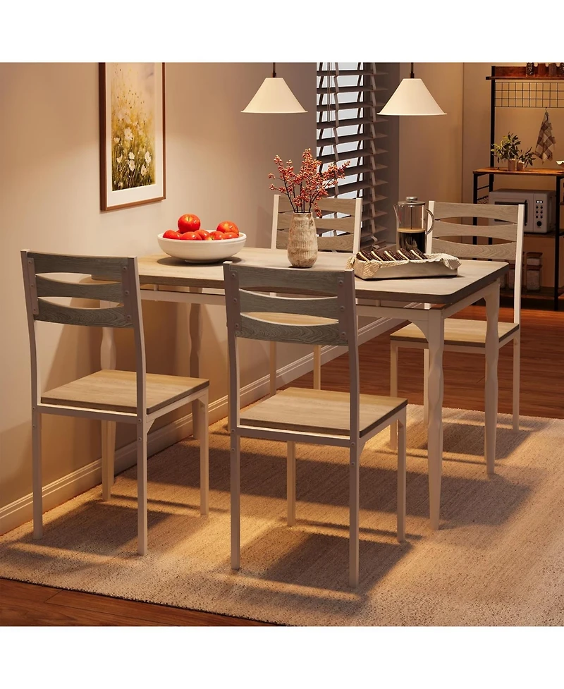 gaomon 5 Piece Dining Table Set, Industrial Style Dining Table and Chairs Set for 4, Kitchen Table Set for Dining Room