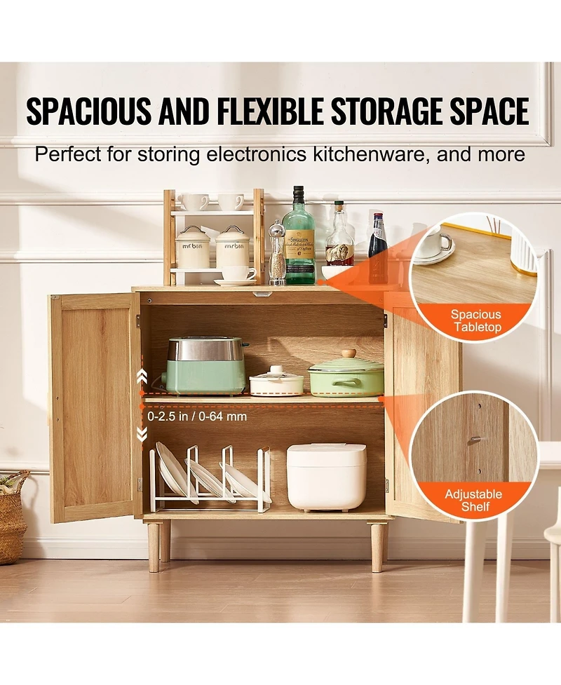 Gouun Rattan Storage Cabinet with Adjustable Shelf and 2 Doors