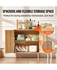 Gouun Rattan Storage Cabinet with Adjustable Shelf and 2 Doors