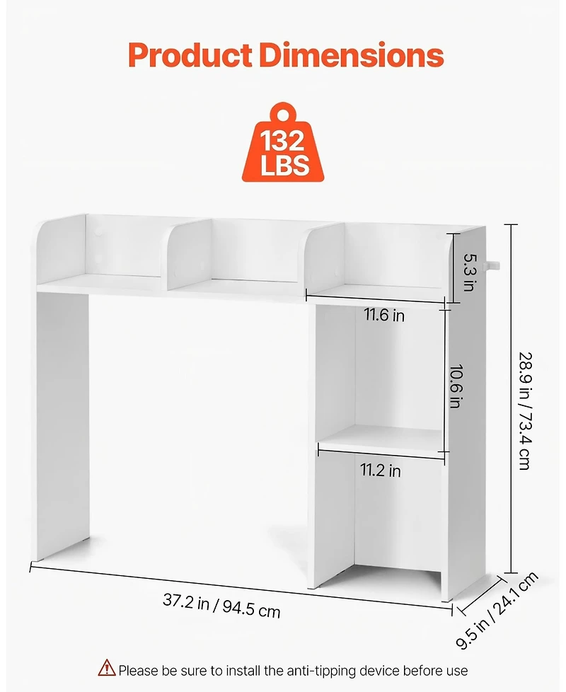 Gouun 2 Tier Desktop Bookshelf Hutch for Office or Dorm Desk