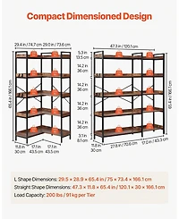 Gouun 5 Tier Corner Bookshelf with Hooks and Metal Frame