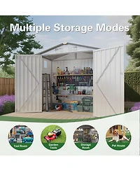 Mondawe 6 x 3.6 Ft Outdoor Metal Storage Shed with Window, Lockable Door, Compact Garden Tool Shed