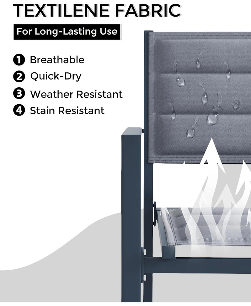 gaomon 2-Piece Stacking Dining Chairs- Lightweight Aluminum Textile Fabric for Patio Deck Bistro