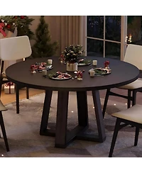 gaomon 4-6 Person Round Farmhouse Dining Table with Pedestal