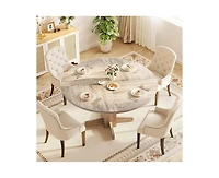 gaomon 4-Person Small Round Farmhouse Dining Table with Pedestal