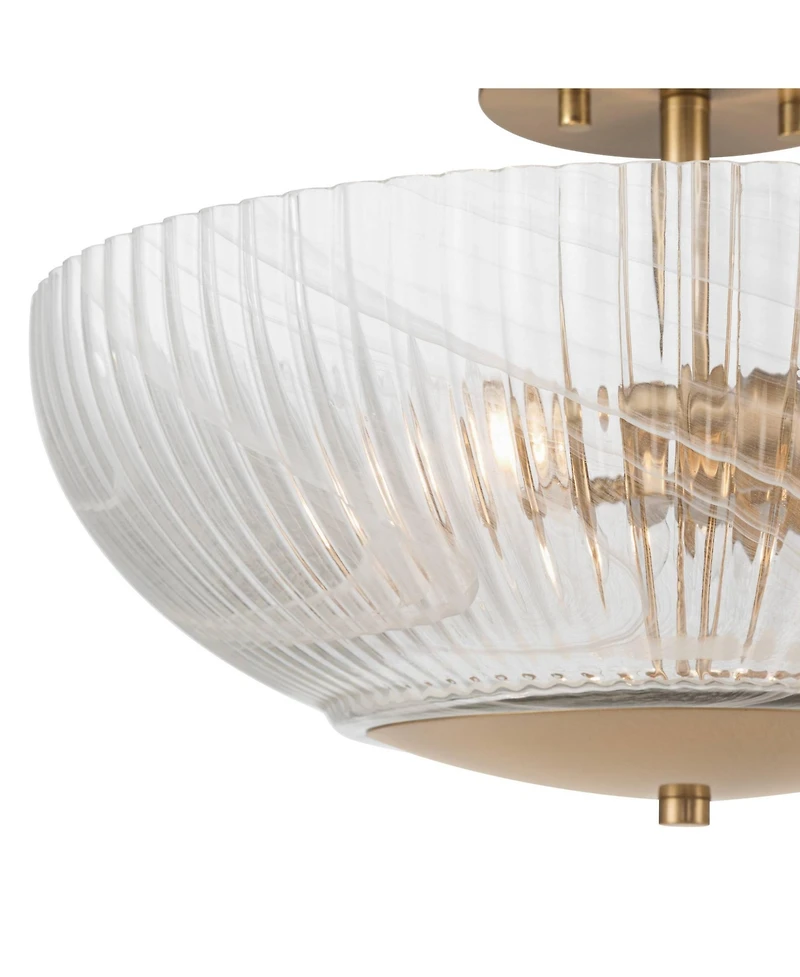 Possini Euro Design Molini Wide Warm Brass Bowl 3-Light Ceiling Light
