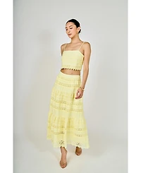 endless rose Women's Laced Midi Skirt