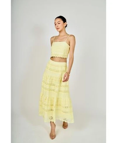 Womens Laced Crop Top Midi Skirt
