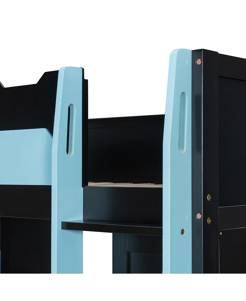 Streamdale Furniture Wood Loft Bed w/Desk, Storage, Usb, Rgb Light