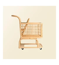 Handcrafted Rattan Kids Shopping Cart with Baby Seat